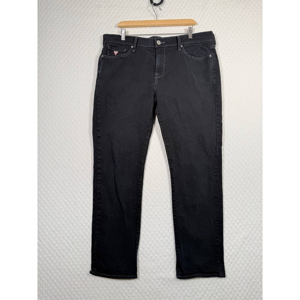 Guess Lincoln Slim Straight Black Grunge Jeans Mens 38x32‎ Street Stretch Denim